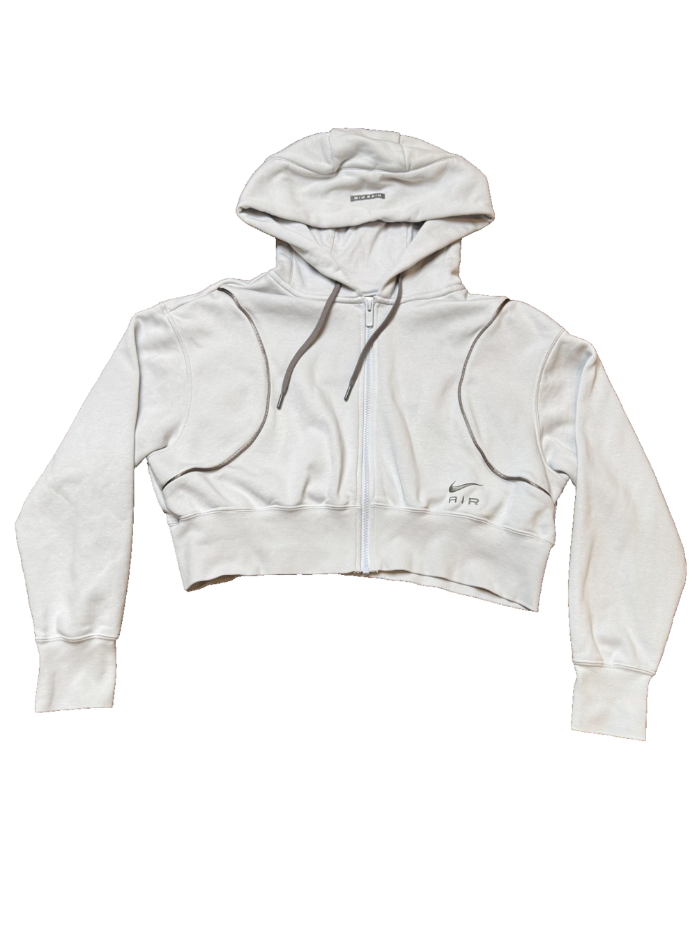 Nike Air Hoodie Womens Small Gray Full Zip Cropped Fleece Swoosh DQ6579-043